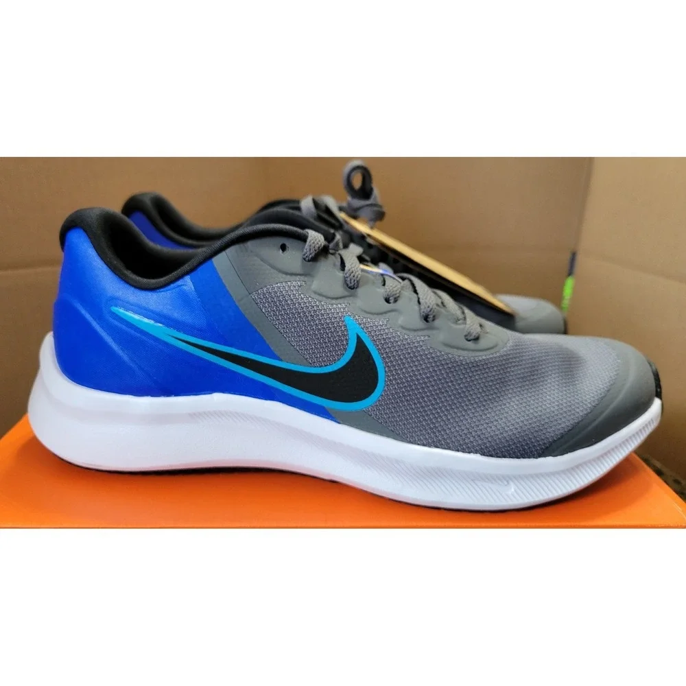 7Y Nike Star Runner 3 (GS) Iron Grey/Black-Blue Lightning DA2776-012 NEW in Box